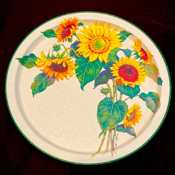 Potpourri Press Other - Vintage 90s Sunflower tin tray platter